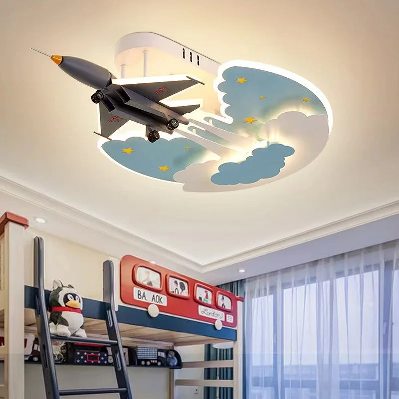 Creative Fighter Ceiling Lights for Boys Room Aircraft Children's Room Kids Chandelier Lighting Home Decorations