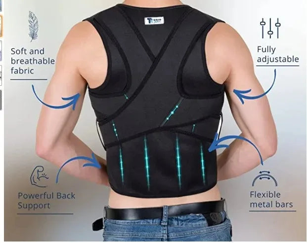 Back Waist Posture Corrector Adjustable Adult Correction Belt Waist Trainer Shoulder Lumbar Brace Spine Support Belt Vest Black