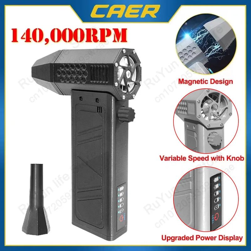 CAER 140,000RPM Air Blower Turbo Jet Fan Electric Power Display Handheld Mini Dust Cleaner High Speed Duster Gun Cleaning Tool