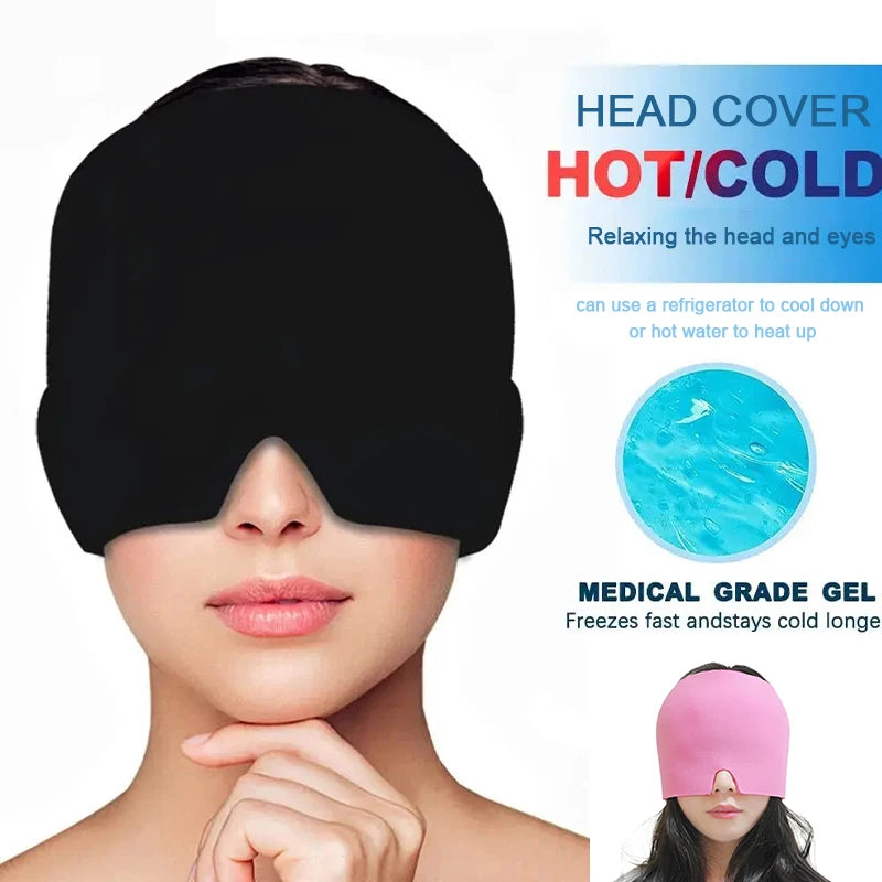 Gel Cold Hot Head Ice Cap Black and Pink Head Wrap Face Mask Head Massage Sleep Eye Mask Health Care Tool