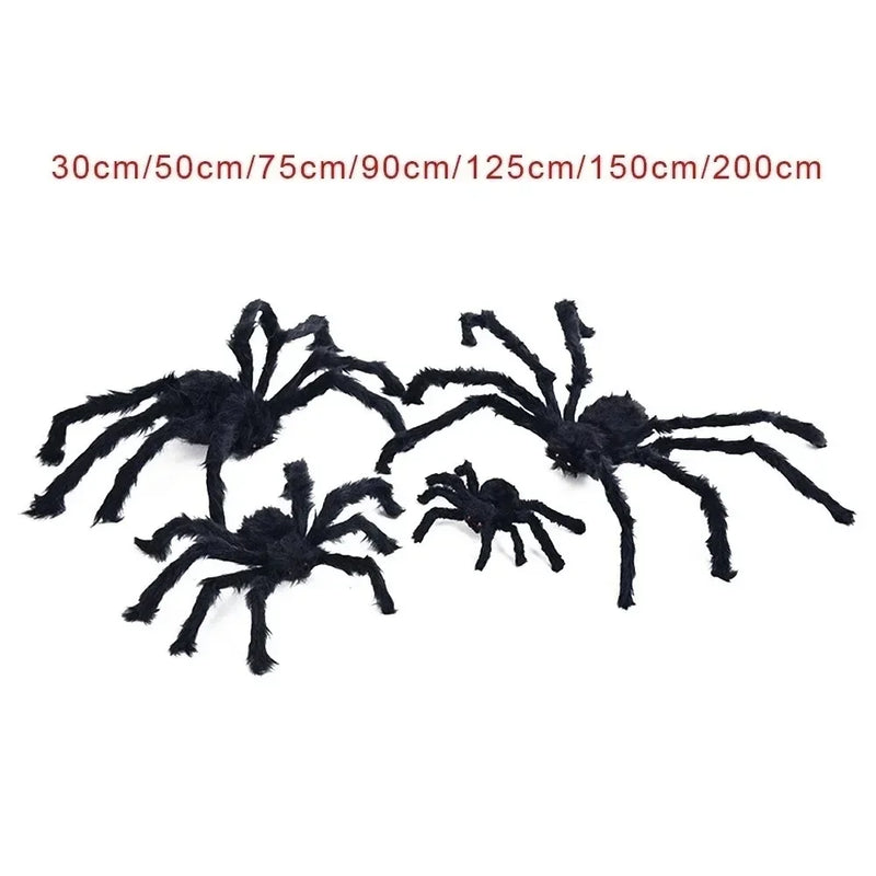 Giant Black Plush Spider Halloween Decorations Outdoor Scary Large Spiders Halloween Party Bar Haunted House Horror Props