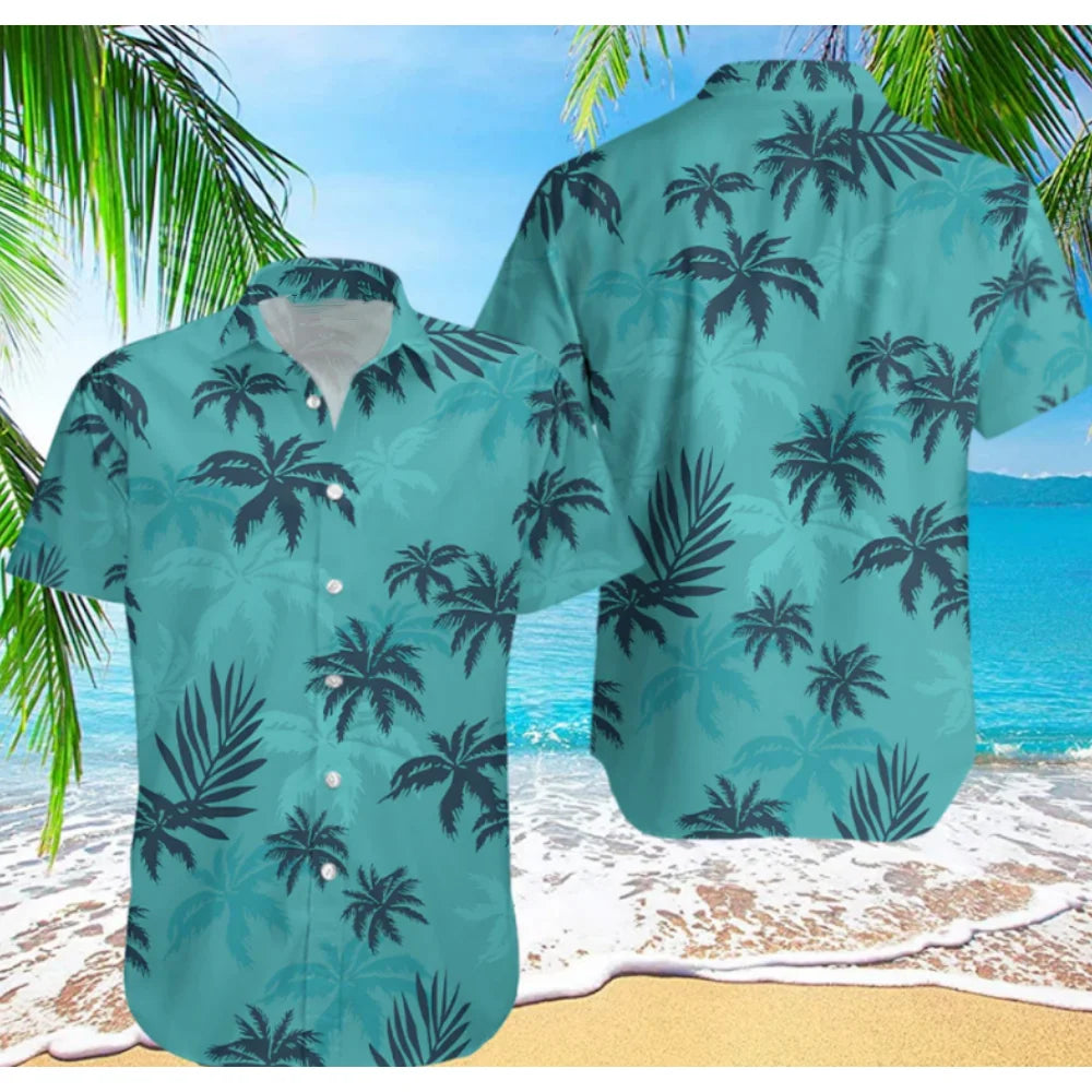 Summer Animal Crane Men's Hawaiian Shirt – 3D Plant & Flower Print Beach Shirt, Plus Size up to 5XL