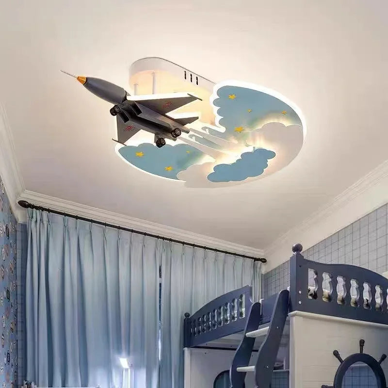 Creative Fighter Ceiling Lights for Boys Room Aircraft Children's Room Kids Chandelier Lighting Home Decorations