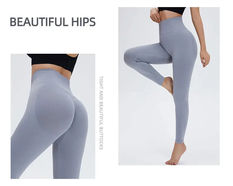 Seamless High Waist Nude Yoga Pants Women's Honey Peach Hip Lifting Tight Fitness Pants Quick Dried Exercise Push Up Yoga Pants