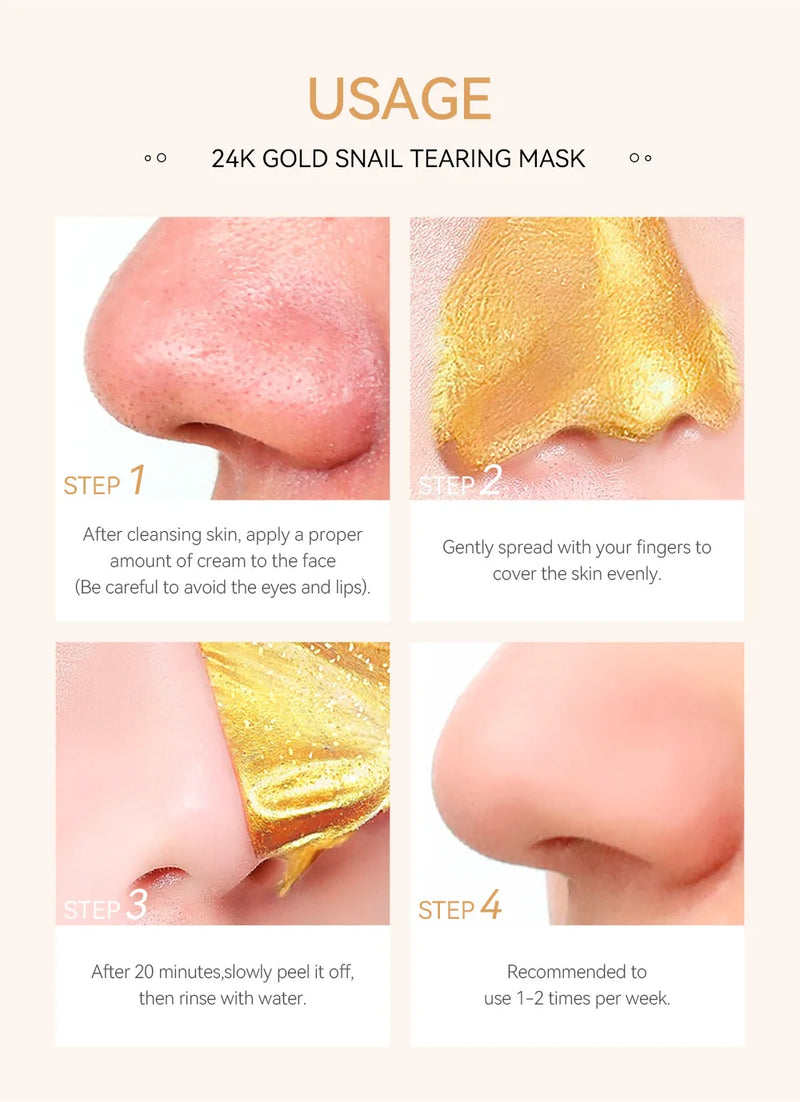 LAIKOU Sakura 24K Gold Peeling Face Mask Anti Wrinkle Whitening Acne Blackhead Removal Facial Tear Off Mask Skin Care Products