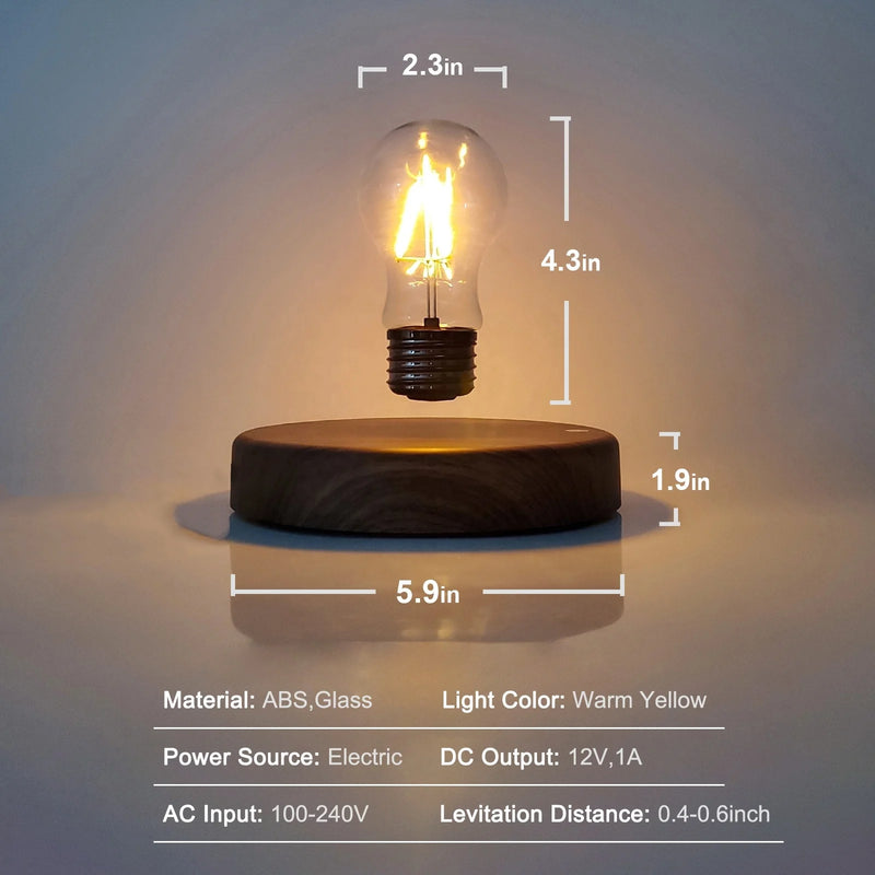 Levitating Magnetic Floating LED Desk Table Night Light, 360 Degree Automatic Rotate Bulb Lamp for Gifts, Room, Office