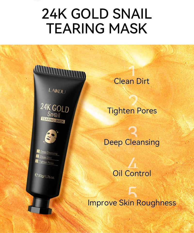 LAIKOU Sakura 24K Gold Peeling Face Mask Anti Wrinkle Whitening Acne Blackhead Removal Facial Tear Off Mask Skin Care Products