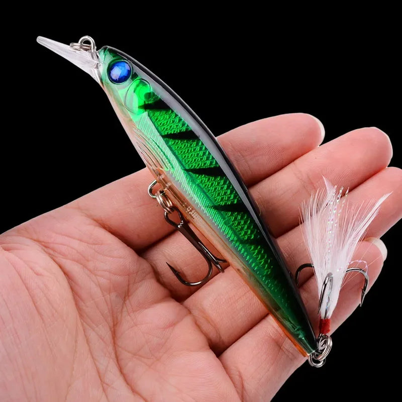 1PCS Laser Minnow Fishing Lure 11CM 13G pesca hooks fish wobbler tackle crankbait artificial japan hard bait swimbait