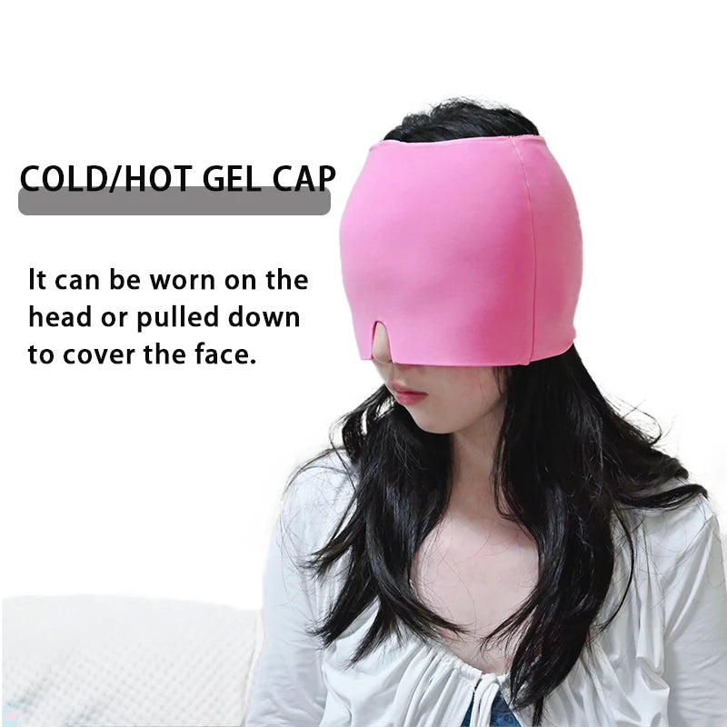 Gel Cold Hot Head Ice Cap Black and Pink Head Wrap Face Mask Head Massage Sleep Eye Mask Health Care Tool