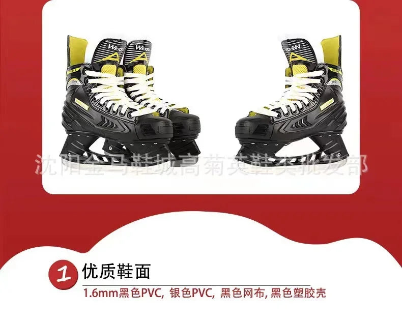 Ice Hockey Knife Skating Sneakers, Ice Skate Shoes, Leather Blade, Real Ice, Adult, Children, Indoor Sports, Beginners, New