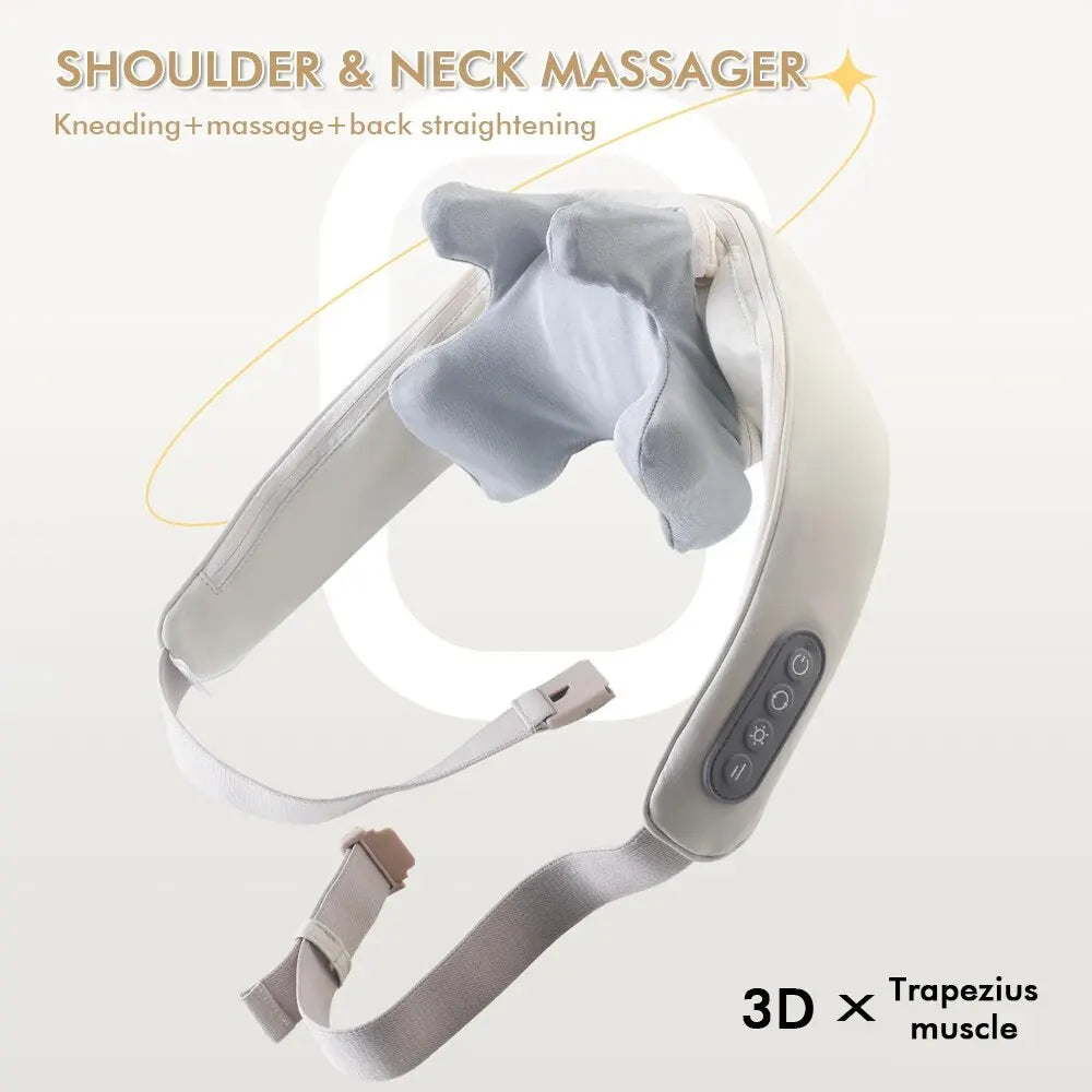 Foreverlily Wireless Neck And Back Massager Neck And Shoulder Kneading Massage Shawl Neck Cervical Relaxing Trapezius Massager