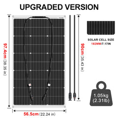 Dokio 18V Monocrystalline 100W Flexible Solar Panel For Car/Boat/ Home Solar Charge 12V Waterproof Solar Panel China