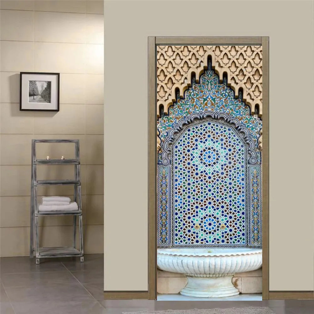 Sticker Door Stickers Home Decor Art Mural Living Room Great Mosque of Mecca Vinly Wallpaper Wall Stickers Porch door mural