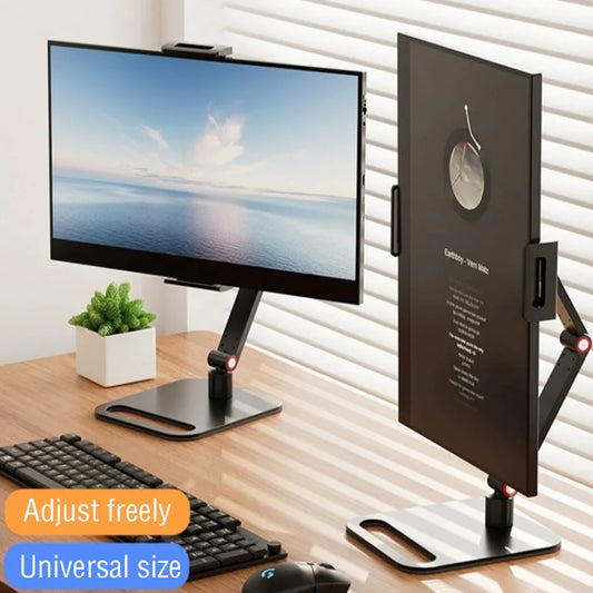 Portable Monitor Desk Holder Metal Stand 16in Universal Expandable Display Base Vesa Mount External Vertical Screen Clamp Stand