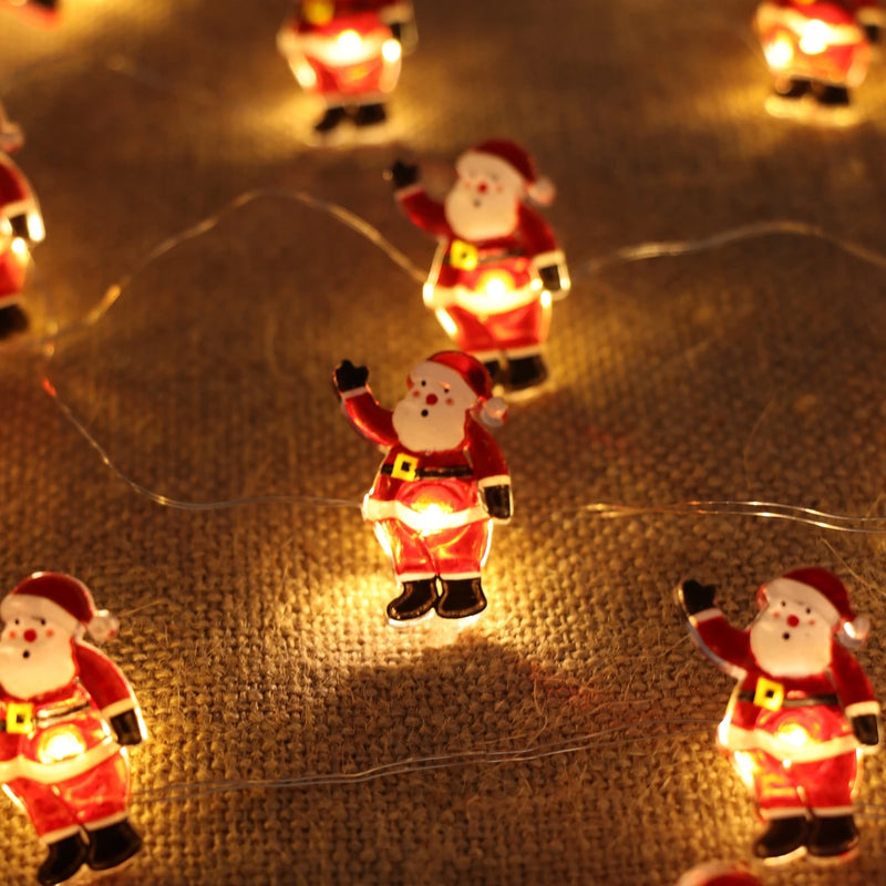 2M 20LED Santa Claus Snowman Elk Garland Lights String Christmas Decorations for Home 2024 Xmas Tree Ornaments Navidad New Year