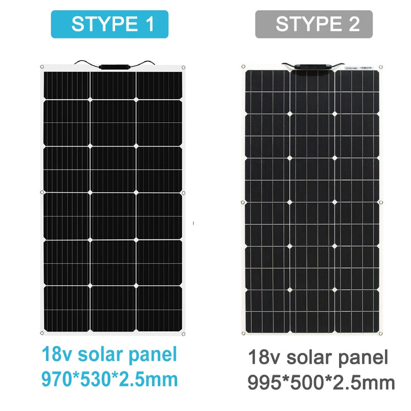 solar panel kit and 300w 200w 100w flexible solar panels 12v 24v high efficiency battery charger module