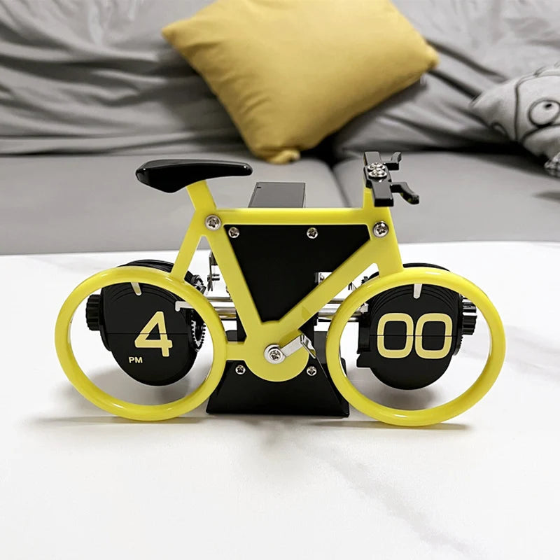 Modern Flip Clock Bicycle Shaped for Home Bedroom Dormitory Living Room Office Desktop Decoration Retro Style Big Number Clock