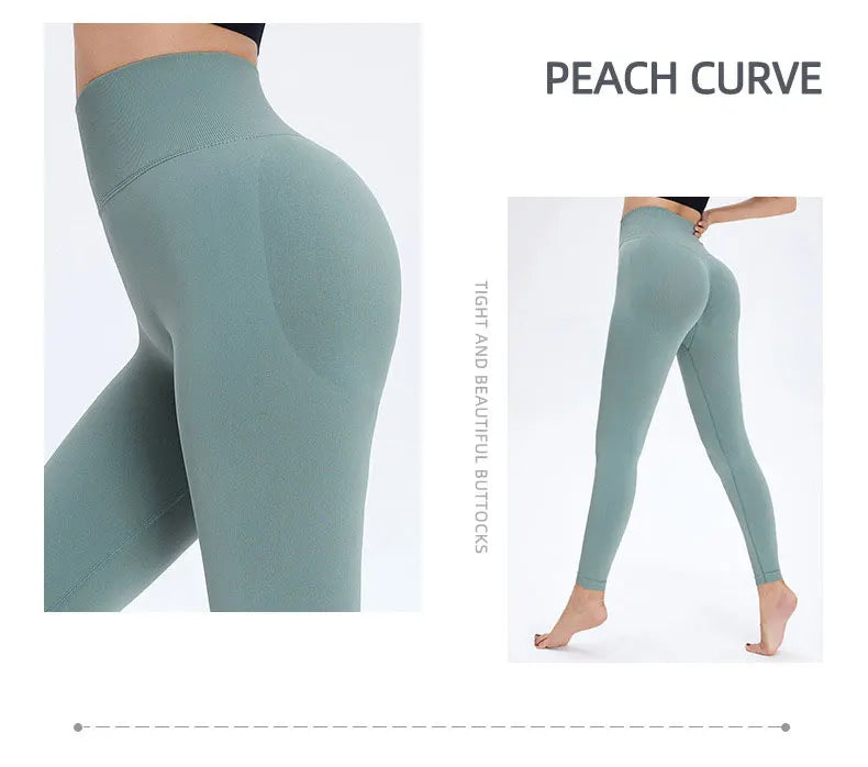 Seamless High Waist Nude Yoga Pants Women's Honey Peach Hip Lifting Tight Fitness Pants Quick Dried Exercise Push Up Yoga Pants