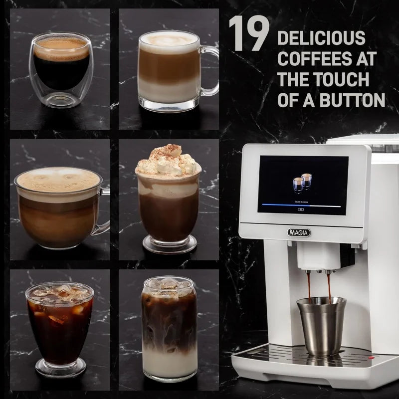 Kitchen Magia Super Automatic Espresso Machine with Grinder - Espresso Maker with Milk Frother & Insulated Milk Contai