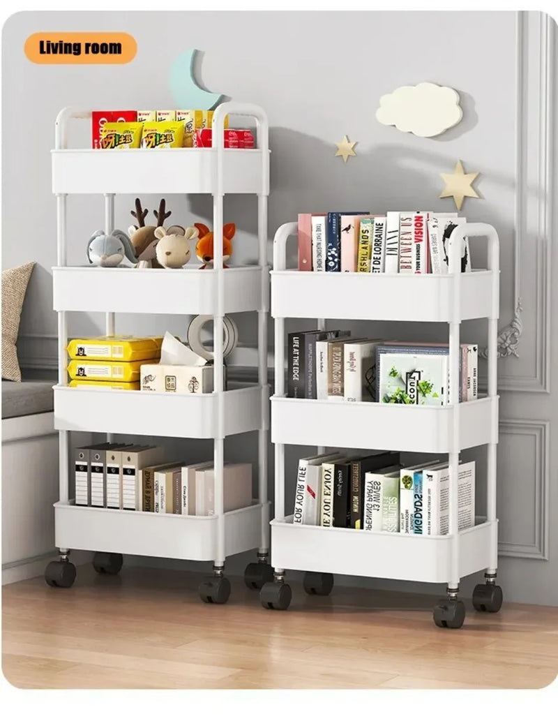 Bookshelf Storage Trolley Mobile Kitchen Organizer Cart With Wheels Multi-Layer Bathroom Shelves Household Snacks Storage Rack