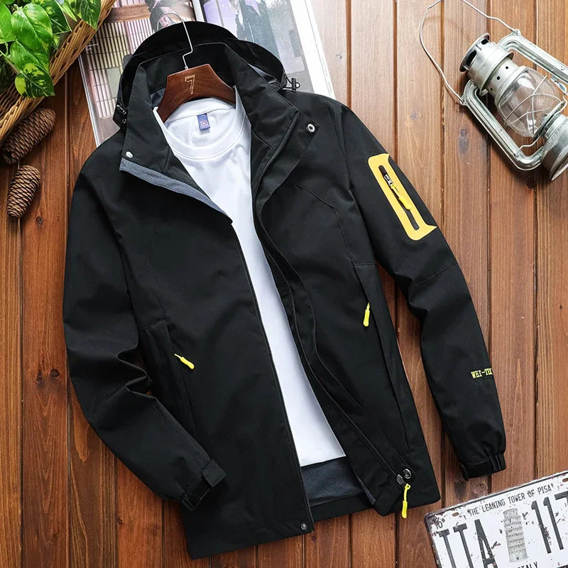 Men's Windbreaker Outdoor Windproof Waterproof Mountaineering Multi Pocket Durable Hoodie Jacket Men's Coat