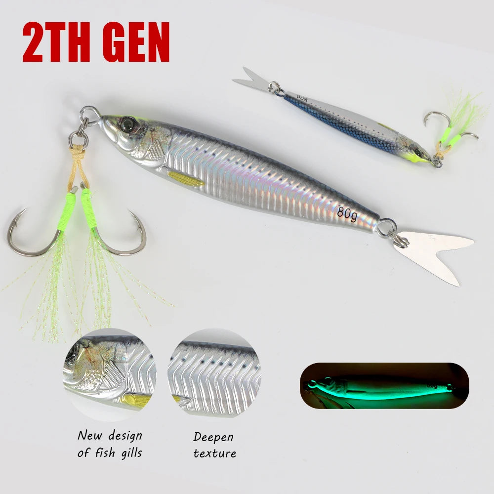 3D Printed Fast Sinking Metal Jig Lure | 20g-80g Saltwater Shore Casting & Vertical Fishing Lure
