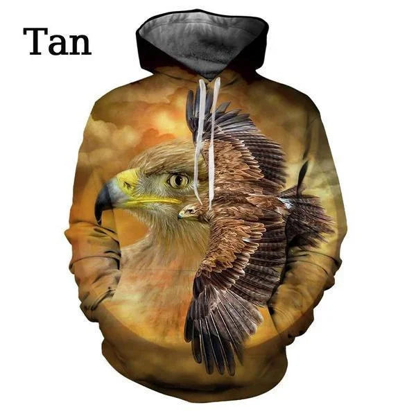 Fashion Funny Street Animal Print Eagle 3d Hoodie Unisex Long Sleeve Hoodie