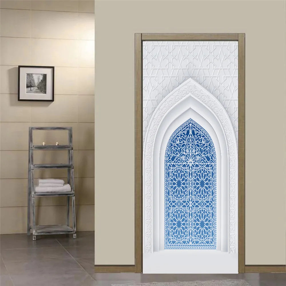 Sticker Door Stickers Home Decor Art Mural Living Room Great Mosque of Mecca Vinly Wallpaper Wall Stickers Porch door mural