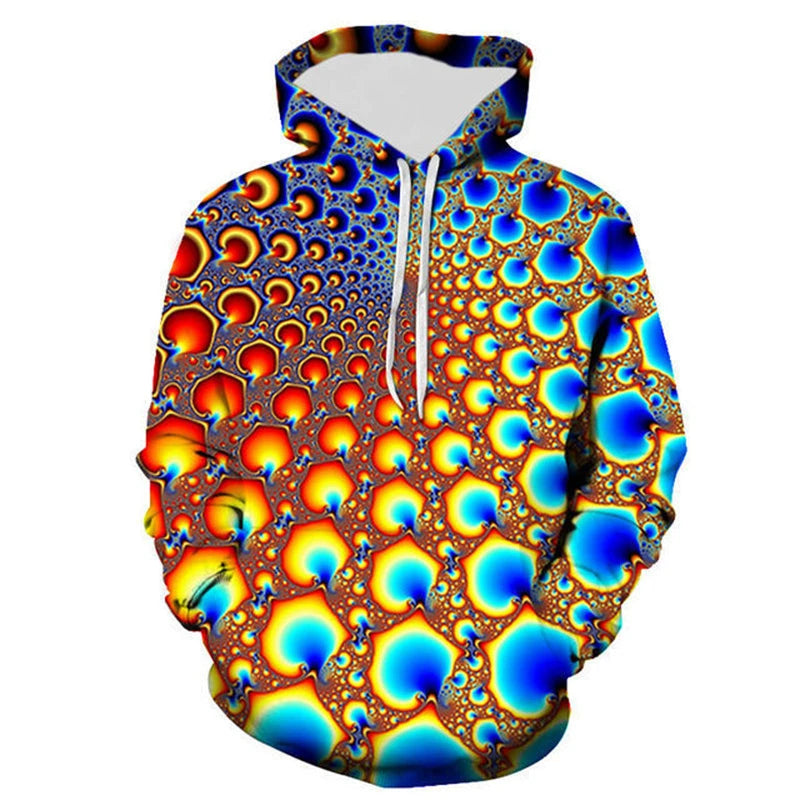 Colorful Flame Hoodie 3D Fluorescent Sweatshirt Men's And Women's AutumnWinter Graphic Optical Illusion Hoodies Pullovers