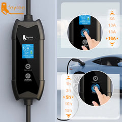 Feyree EV Charger | 3.5kW Portable TS-NACS Plug | LCD Screen | Delay Schedule | Level 1 & 2 Charging Station for Tesla & Electric Vehicles