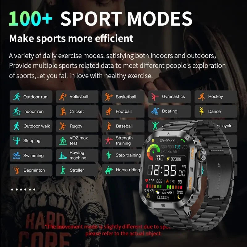 New GPS Rugged Military Smart Watch Men Sports Watches IP68 Waterproof 2.01'' AI Voice Bluetooth Call Smartwatch For Android IOS