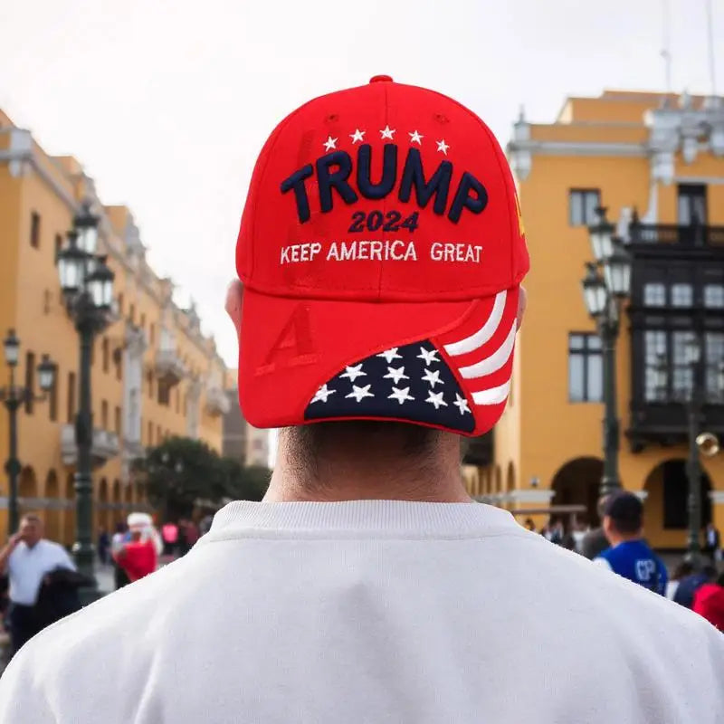 Hot Trump 2024 American Presidential Hat Make America Great Again Hat Donald-Trump Republican Hat Cap Embroidered Mesh Cap