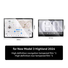 Tempered Glass Film Protector for 2025 Tesla Model Y & 2024 Model 3 Highland – Rear Row Center Control Screen Protection