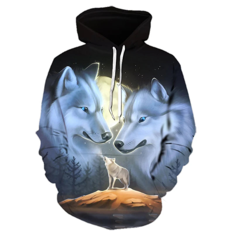 Animal Wolf 3D Printed Hooded Sweatshirts Men Women Fashion Casual Oversized Pullover Hip Hop Harajuku Streetwear Hoodies