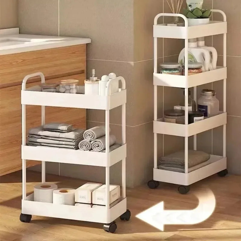 Bookshelf Storage Trolley Mobile Kitchen Organizer Cart With Wheels Multi-Layer Bathroom Shelves Household Snacks Storage Rack