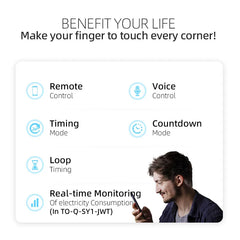 SmartLife WiFi Energy Meter & Circuit Breaker by TONGOU | 16A Single Pole DIN Rail Smart Switch | Wireless Remote Power Control & Electricity Usage Tracker
