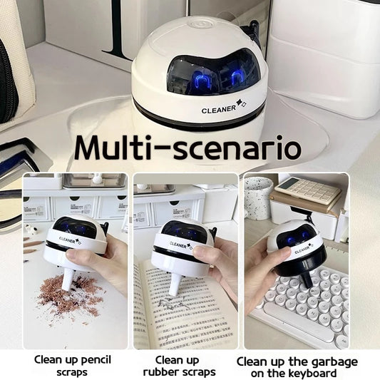 Mini Cordless Desk Vacuum: Portable Keyboard Cleaner & Dust Extractor | Handheld Rechargeable Sweeper for Home, Office, and Car - Sleek Design