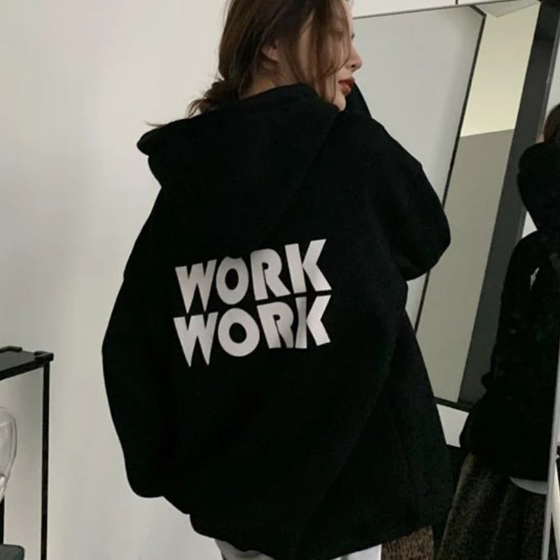 Hoodies Women Streetwear Letter Leisure Students Basic Loose All-match Ulzzang Personality Spring Retro