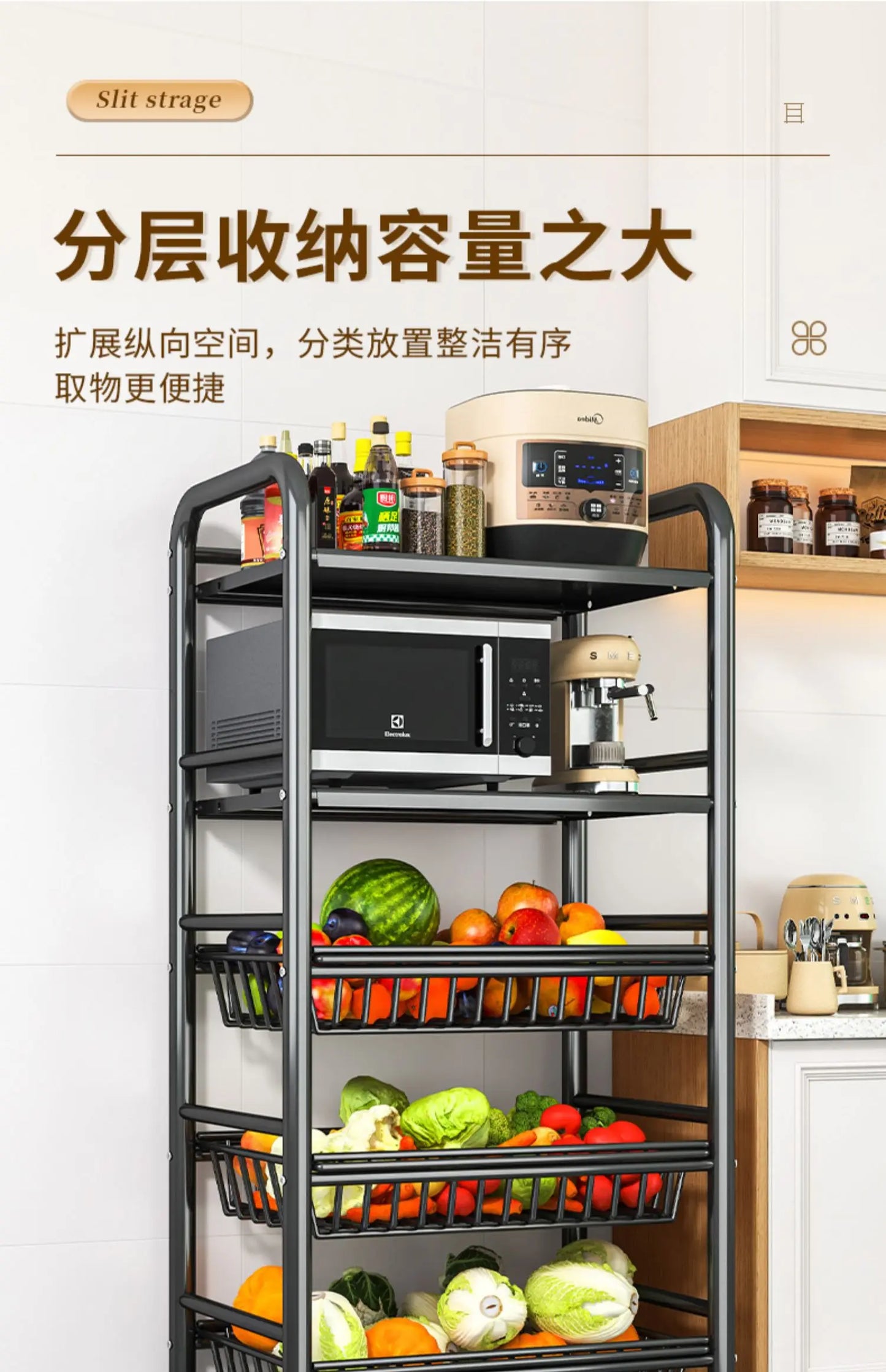 Organizer Cart Wheels Storage Trolley Shelf Kitchen Things Furniture Storages Islands Home Microwave Cart Kitchen Island Table