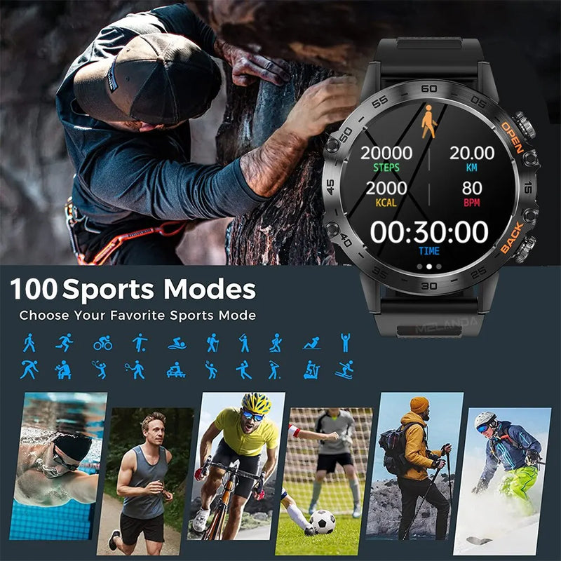 MELANDA Steel 1.39 Bluetooth Call Smart Watch Men Sports Fitness Tracker Watches IP67 Waterproof Smartwatch for Android IOS MD52