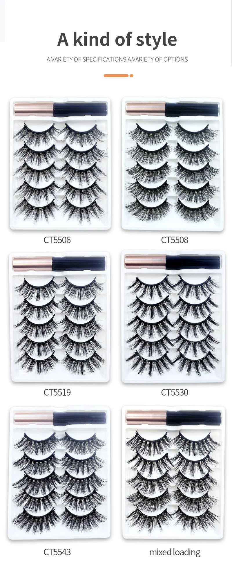 REDSIREN 5Pairs Magnetic Eyelashes With Eyeliner Reusable Thick Natural Eye Lashes New 5Piece Magnet False Eyelashes