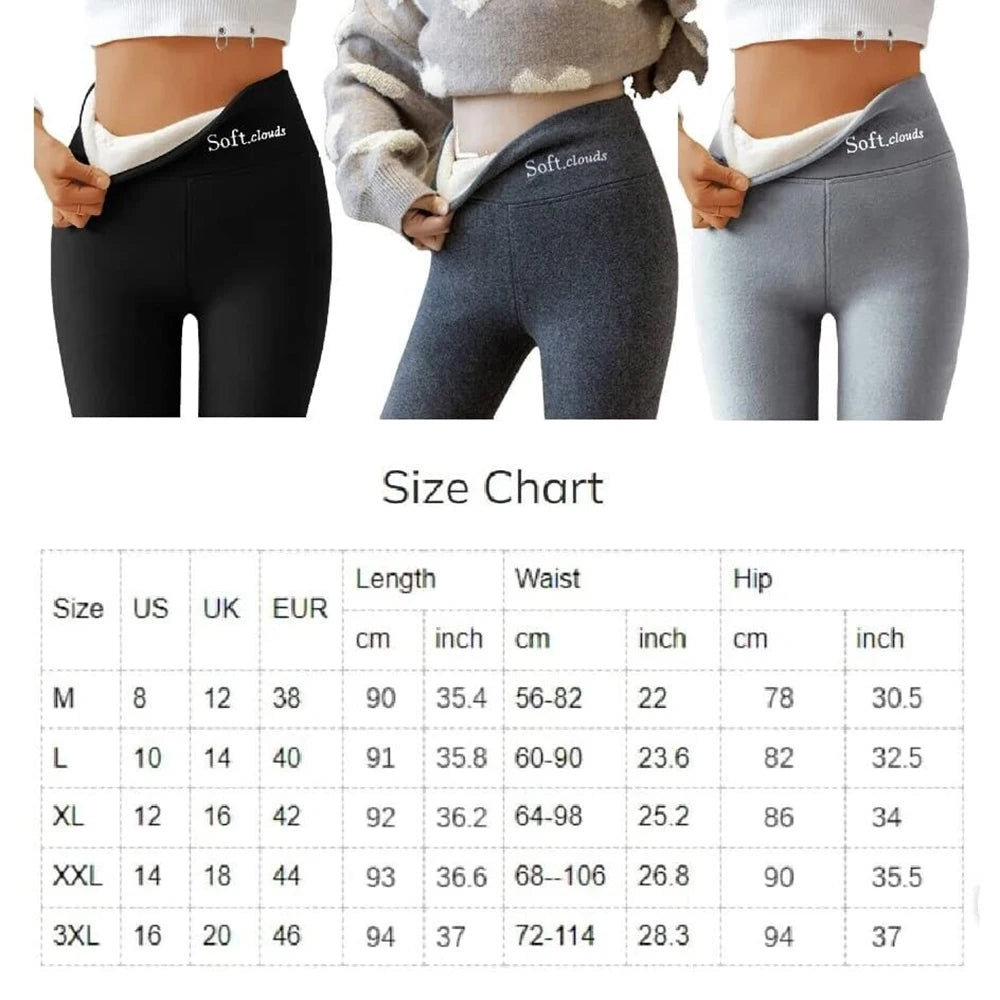 Women's Winter Thick Velvet Leggings Warm Fleece Lined High Waist Tights Thermal Insulated Pants Ladies Large Size Pantyhose