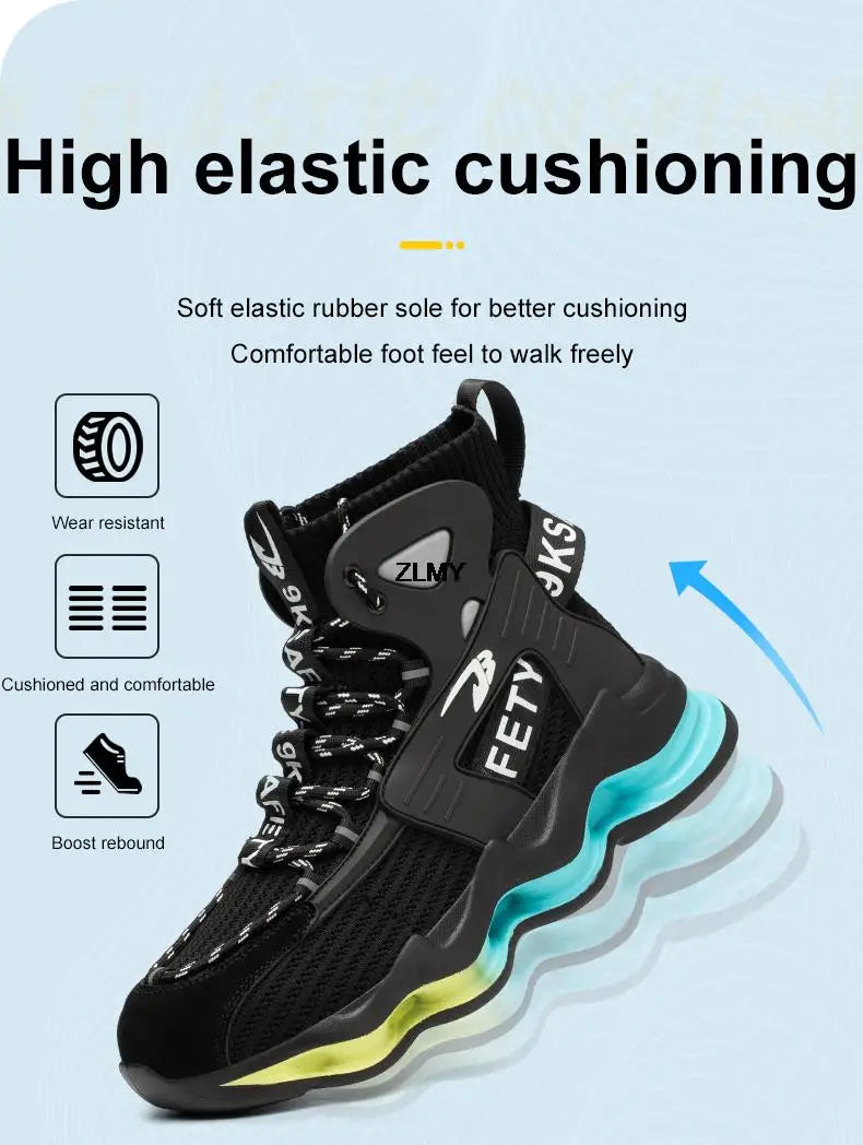 Safety Shoes Men Work Sneaker Steel Toe Shoes Puncture Proof High Top Work Safety Boots Male Lightweight Work Shoes