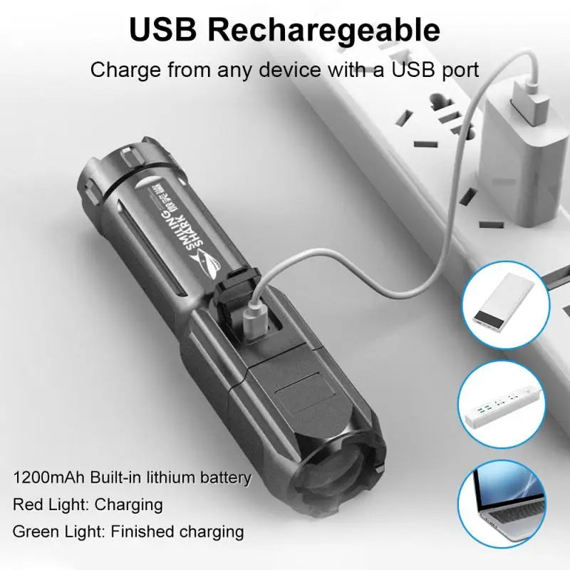 Powerful LED Flashlight Rechargeable USB 18650 Waterproof Zoom Fishing Hunting 100000 Lumens Tactical Flashlight LED Flashlight