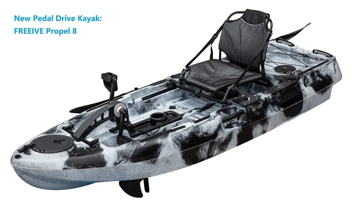 8.2ft 2.5m PE Kayaks,Smallest Pedal Single Luya Plastic Fishing Boat Canoe,Pedal Boat Penguin-style Foot Power