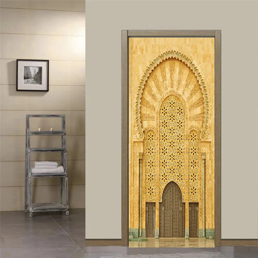 Sticker Door Stickers Home Decor Art Mural Living Room Great Mosque of Mecca Vinly Wallpaper Wall Stickers Porch door mural