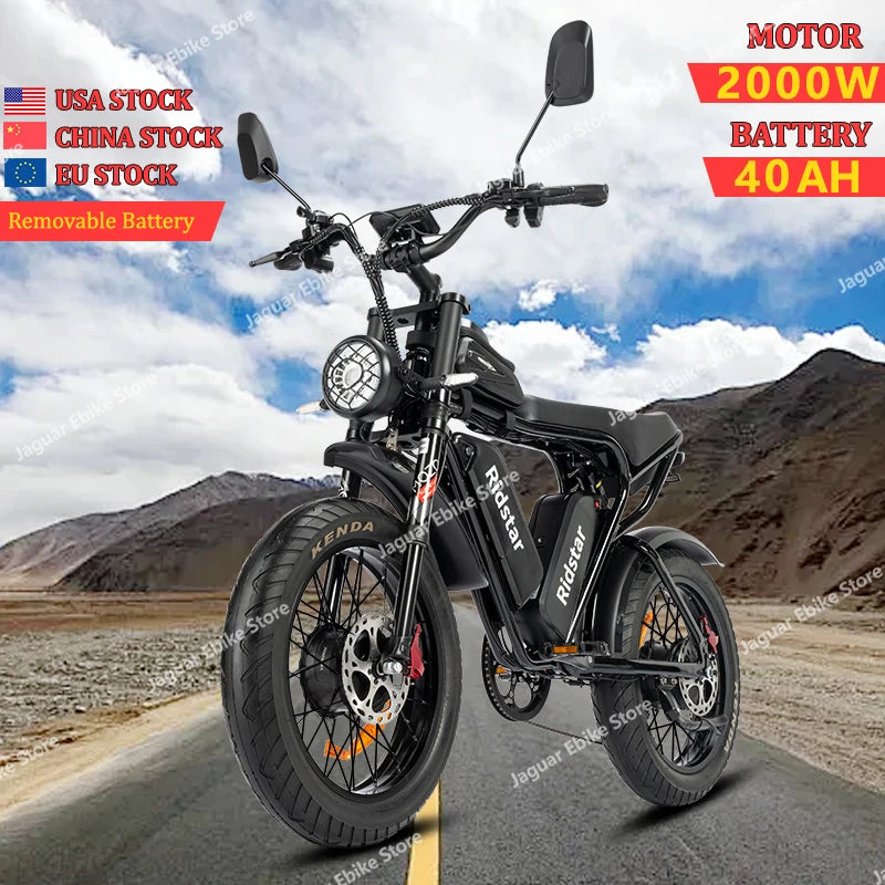 Electric Bicycle Mountain 2000W Powerful Motor 52V40AH 20*4.0 Inch Fat Tire Ebike Snow Hydraulic disc brake Adult Electric Bike