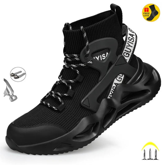 Safety Boots Men Work Shoes Anti-Smashing Steel Toe Indestructible Male Footwear Lightweight Boots Plus Size 35-48