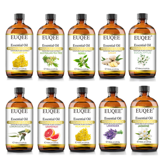 EUQEE 118ML Large Bottle Essential Oil For Humidifier Neroli Helichrysum Eucalyptus Jasmine Aroma Oil,DIY Soap,Massage,Fresh Air