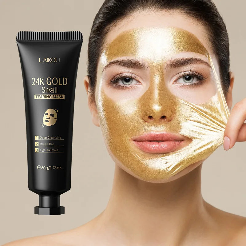 LAIKOU Sakura 24K Gold Peeling Face Mask Anti Wrinkle Whitening Acne Blackhead Removal Facial Tear Off Mask Skin Care Products